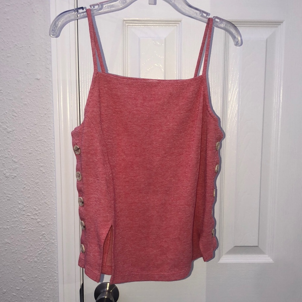 Red and white knit tank top